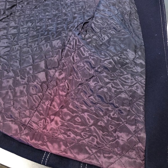 Vintage Wool Peacoat Navy Contrast Arthur Jay Rovercoat Dagger Collar 70's - Picture 10 of 13